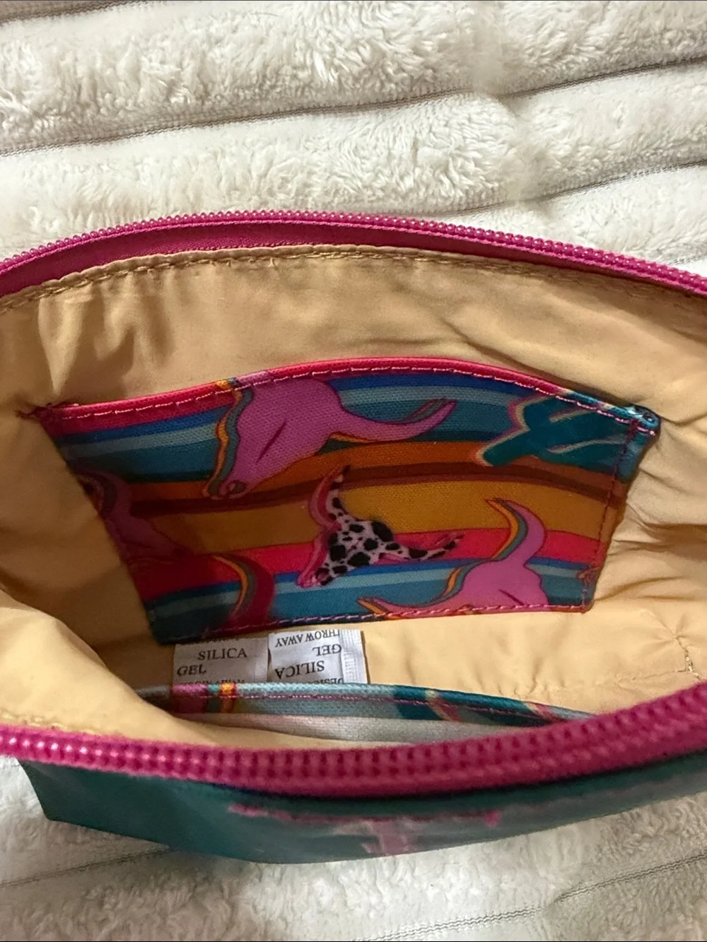 Catchfly Western Multicolor Cow-skulls and Cactus Cosmetic Bag